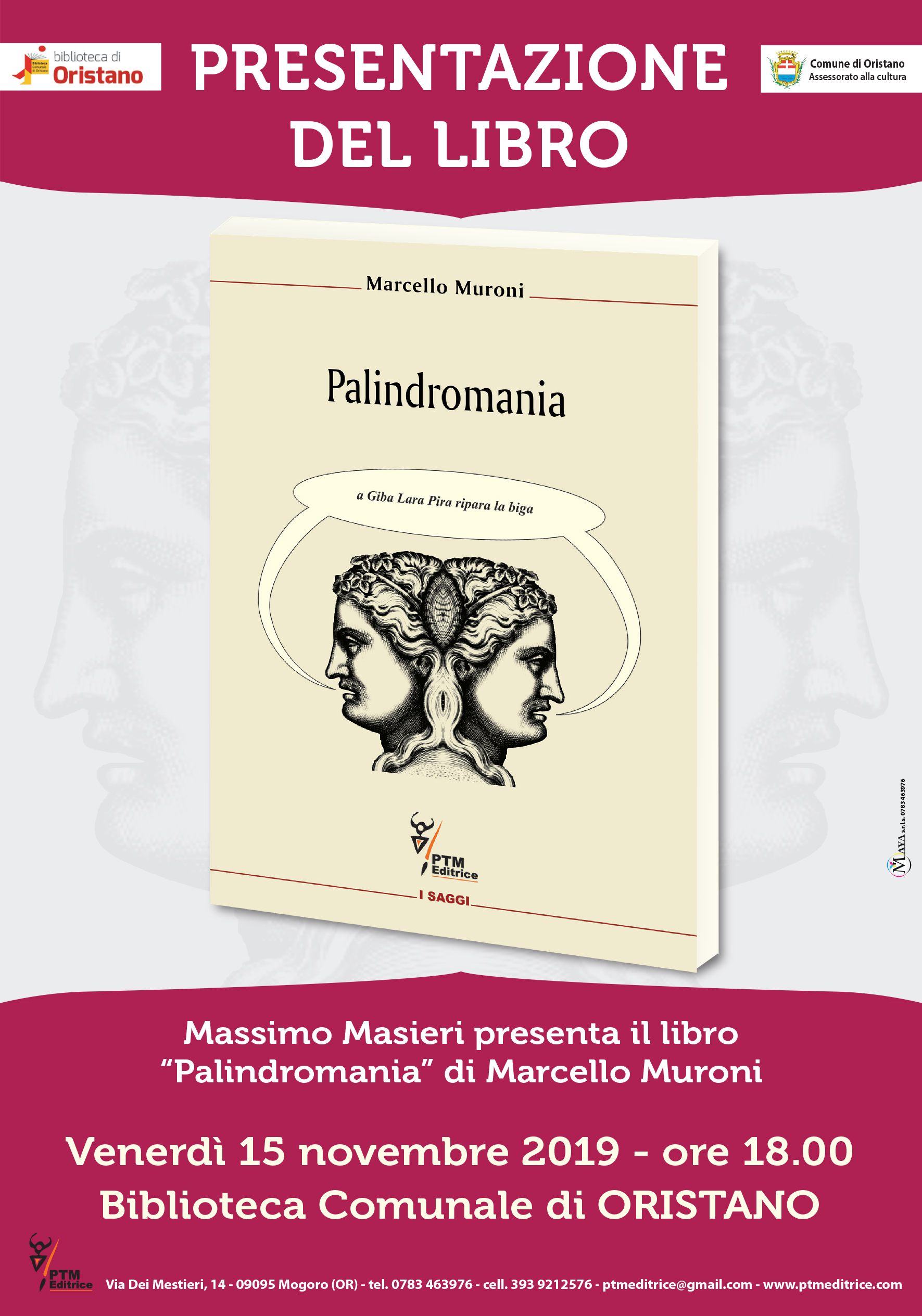 Visualizza la notizia: Palindromania, in Biblioteca la presentazione del libro di Marcello Muroni. Con Massimo Masieri